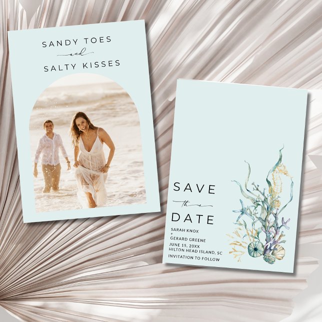 Reserve A Data Foto simples de casamento de praia Salvar a data (Simple Beach Wedding Photo Save the Date)
