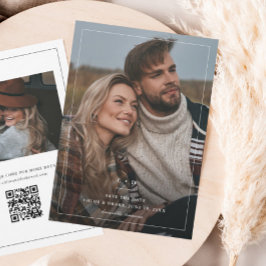 Reserve A Data Foto Simples de Casamento Preto e Branco