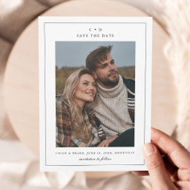 Reserve A Data Foto Simples de Casamento Preto e Branco