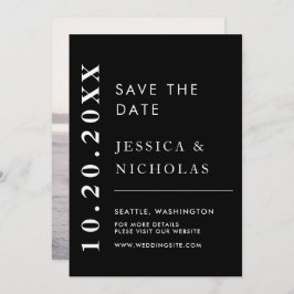 Reserve A Data Foto Simples de Casamento Preto e Branco Moderno E