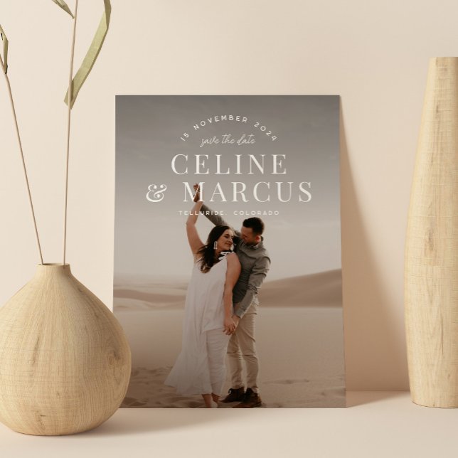 Reserve A Data Foto simples de Cheio na moda para branco de lado  (Criador carregado)