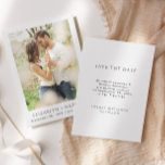 Reserve A Data Foto Simples e Elegante | Casamento<br><div class="desc">Um simples e elegante anúncio de casamento de save the date. Este cartão de save the date apresenta texto elegante com uma foto. A foto é apenas para fins de posicionamento e pode ser substituída por qualquer foto de sua escolha. Todo o texto na frente e no verso do cartão...</div>