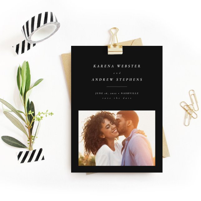 Reserve A Data Foto simples em preto e branco salvar a data (Criador carregado)