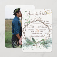 Foto simples, vitrine de inverno, salvação de data