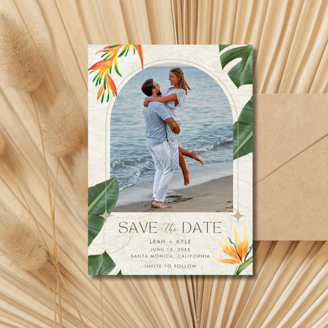 Reserve A Data Foto Tropical Beach Weding (Tropical Beach Wedding Photo Save The Date)