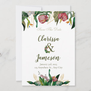 Reserve A Data Foto Tropical Greenery Watercolor Casamento