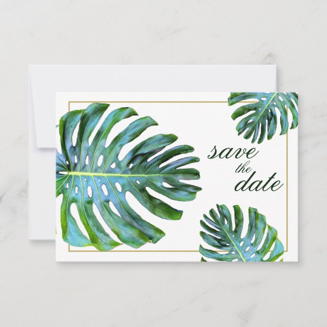 Reserve A Data Foto Tropical Leaf Dourada Beach Salvar a Data (Frente)