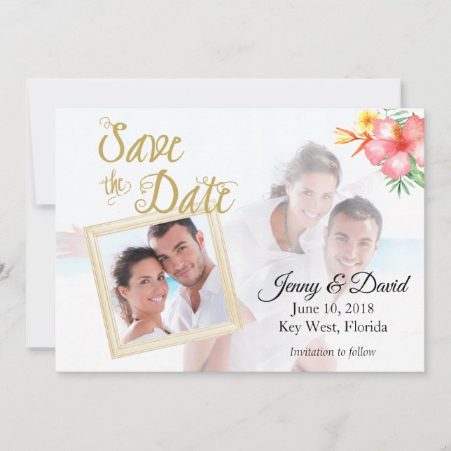 Reserve A Data Foto tropical Salvar a Data (Frente)