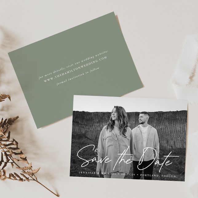 Reserve A Data Foto Verde do Script Casual Sage (Criador carregado)