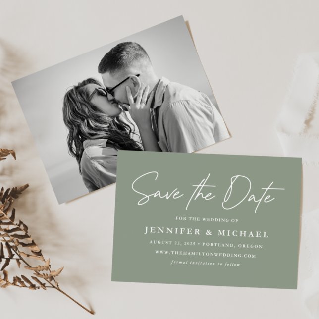 Reserve A Data Foto Verde do Script Casual Sage (Criador carregado)