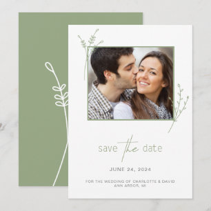 Reserve A Data Foto Verde Simples Sage Casamento Salve A Data