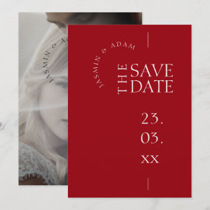 Reserve A Data Foto Vermelha Carmim Minimalista de Casamento Salv