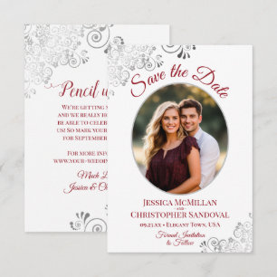 Reserve A Data Foto Vermelho de Lace Silver Elegante em Casamento