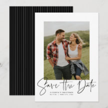 Foto vertical com texto moderno para salvar a data