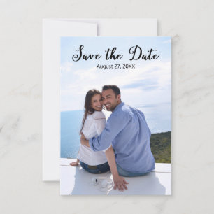 Reserve A Data Foto Vertical Simples Elegante Script-3x5 Salvar/D