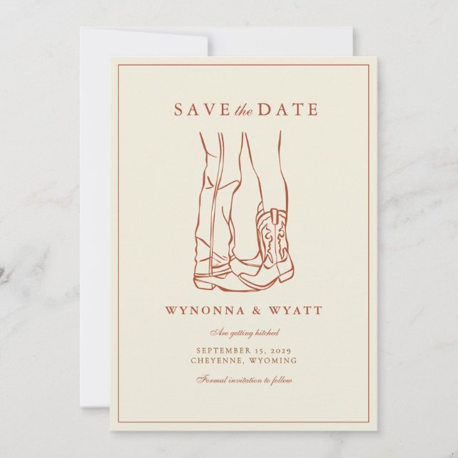 Reserve A Data Foto Western Rústico Moderno Save the Date  (Frente)