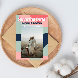 Reserve A Data Fotografia da tipografia do Abstrato de Groovy Bol