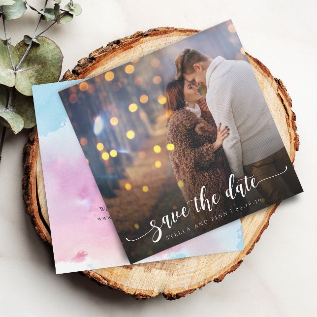 Reserve A Data Fotografia de Casamento com Caligrafia Moderna (Modern Calligraphy Photo Wedding Save The Date)
