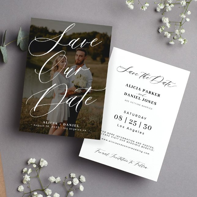 Reserve A Data Fotografia elegante escrita caligrafia casamento m (Criador carregado)