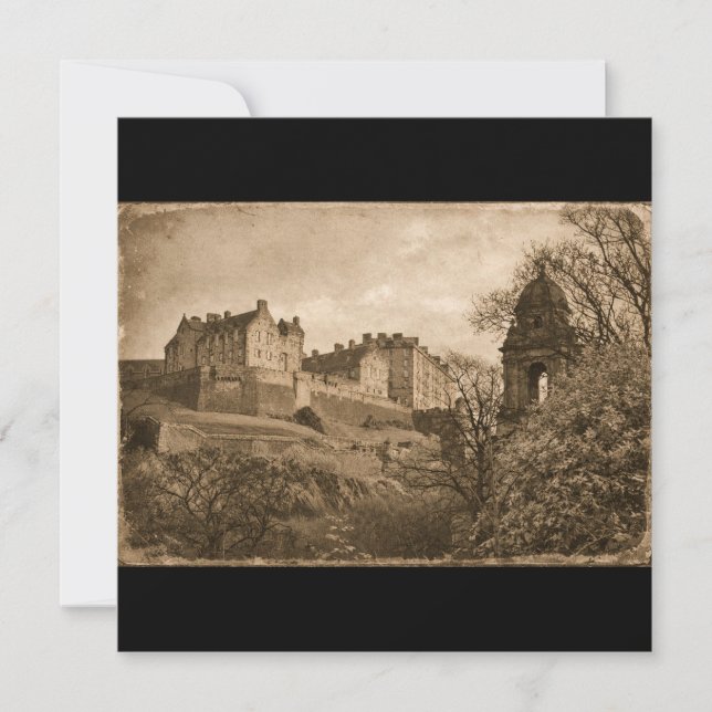 Reserve A Data Fotografia Sepia do Castelo de Edimburgo (Frente)