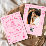 Reserve A Data Fotomontagem de Casamento Desenhada à Mão em Rosa<br><div class="desc">Defina o tom do seu casamento com este cartão de foto "save the date" caprichoso e desenhado à mão! Com detalhes delicados e artísticos e uma foto personalizada, este design combina criatividade e charme de forma encantadora. A tipografia suave e elegante realça o tema romântico, enquanto os detalhes personalizáveis garantem...</div>