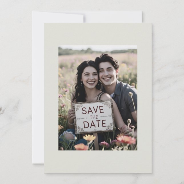 Reserve A Data Fotos Casuais Casamento Salvar Data Branco Macio (Verso)