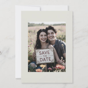 Reserve A Data Fotos casuais de casamento Save the Date Branco Es