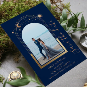 Reserve A Data Fotos de Casamento Celestiais em Azul Naval Dourad