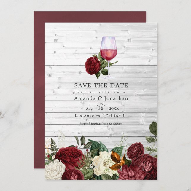 Reserve A Data Fotos de casamento com degustação de vinho floral  (Frente/Verso)