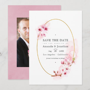 Reserve A Data Fotos de casamento com flor de cerejeira rosa na p