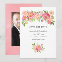 Fotos de Casamento com Peônias em Aquarela Rosa Pa