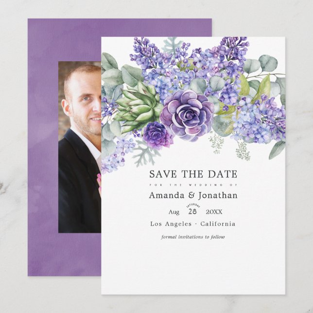 Reserve A Data Fotos de Casamento com Suculentas de Eucalipto Tro (Frente/Verso)