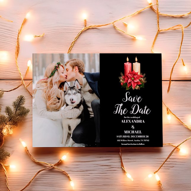 Reserve A Data Fotos de Casamento de Natal Rústico Preto Poinsett (Criador carregado)