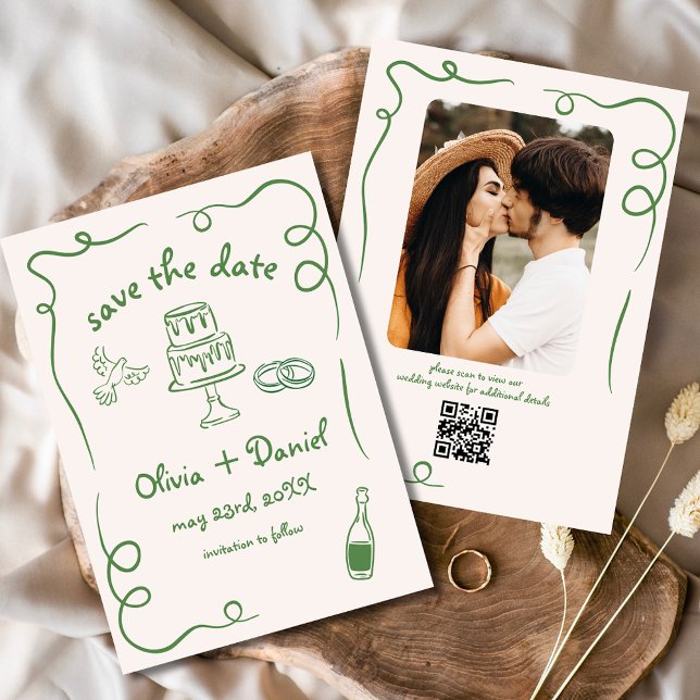 Reserve A Data Fotos de Casamento Desenhadas à Mão com Toques Cap (Criador carregado)
