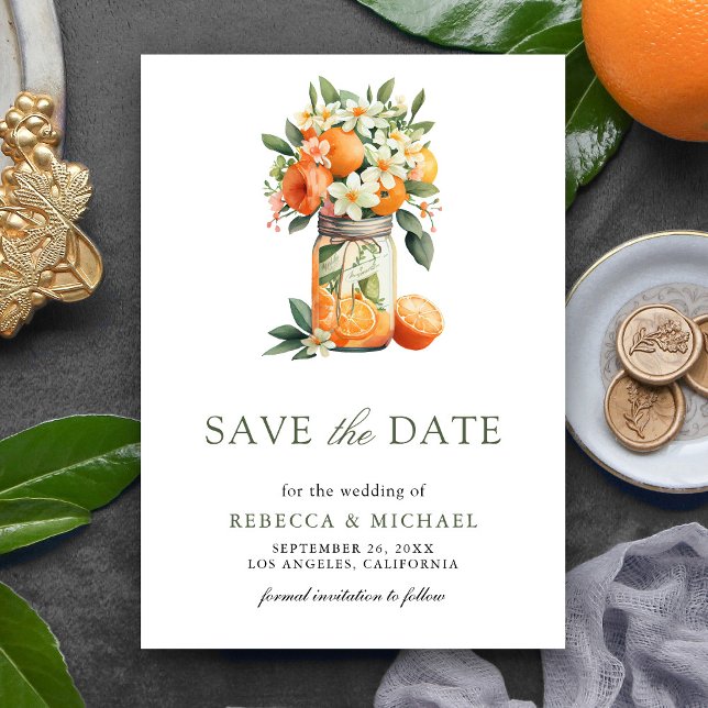 Reserve A Data Fotos de Casamento em Pote de Vidro com Laranja Cí (Criador carregado)