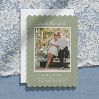 Reserve A Data Fotos de Casamento em Verde Oliva com Letra Modern