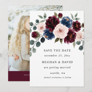 Reserve A Data Fotos de Casamento Floral Burgundy Blush Navy Gree