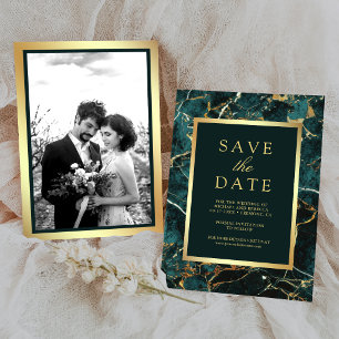 Reserve A Data Fotos de casamento mármore dourado turquesa
