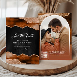 Reserve A Data Fotos de Casamento Preto de Mármore Ágata Terracot