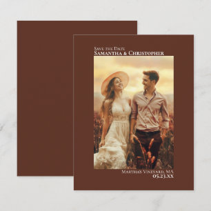 Reserve A Data Fotos Verticais Marrom Castanho Casamento Minimali