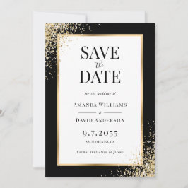 Reserve A Data Frame Black Dourado Confetti Elegant Weding
