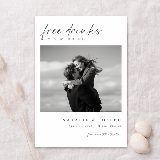 Reserve A Data Free Drinks | Minimalist Romantic Photo Wedding (Criador carregado)