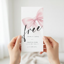 Reserve A Data Free Drinks Pink Bow Modern Wedding Save the Date
