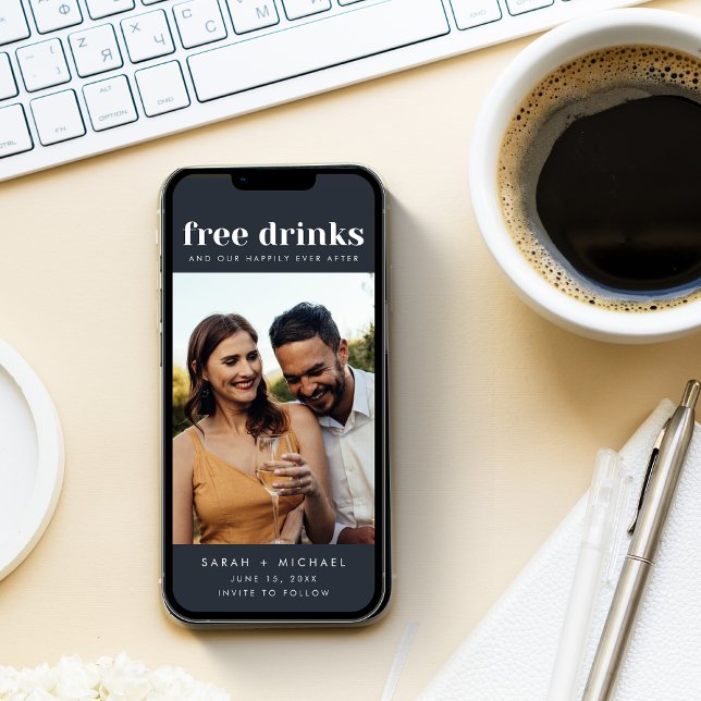 Reserve A Data Free Drinks Wedding Photo Digital Save the Date (Free Drinks Wedding Photo Digital Save the Date)