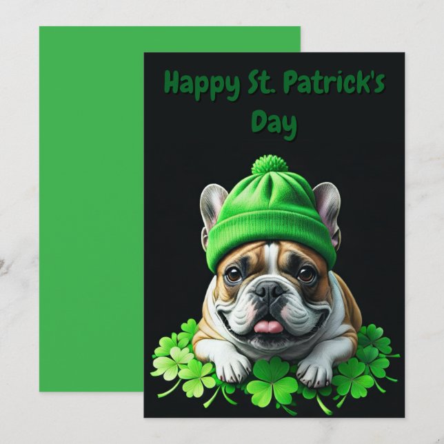 Reserve A Data French Bulldog St. Patrick's Day Kleeblatt Glück (Frente/Verso)