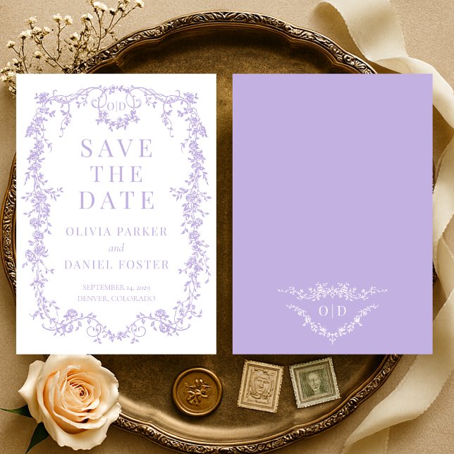 Reserve A Data French Victorian Purple Lilac Save the Date (Criador carregado)