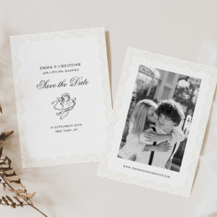 Reserve A Data Fronteira de Renda Antiga com Foto de Casamento de