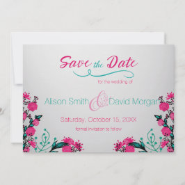 Reserve A Data Fuchsia e Turquesa Casamento Salvem a data