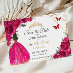 Reserve A Data Fuchsia Floral Princesa Quinceañera Salve a Data