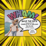 Reserve A Data Fun Modern Comic WHAM Photo<br><div class="desc">Personalize with your names, photo and details to announce your special date. Comic book pop art themed modern, fun retro design, perfect for weddings, bridal showers, baby showers, baptisms, engagement parties, anniversary celebrations, graduations, birthday party and other special events throughout the year! A cool, trendy and fun design that puts...</div>